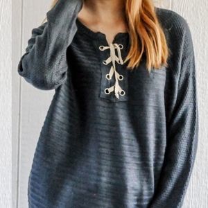 Laced Mix Knit Sweater